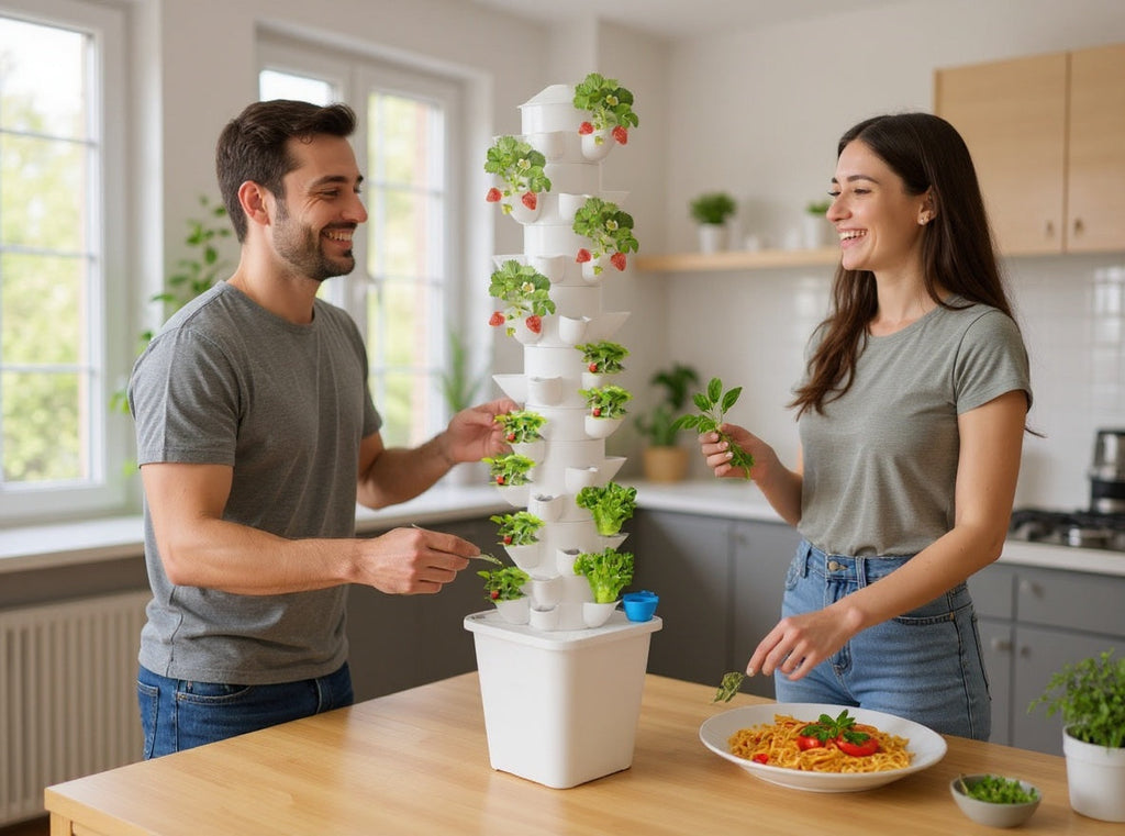 Couple cooking with Hushé fresh harvest