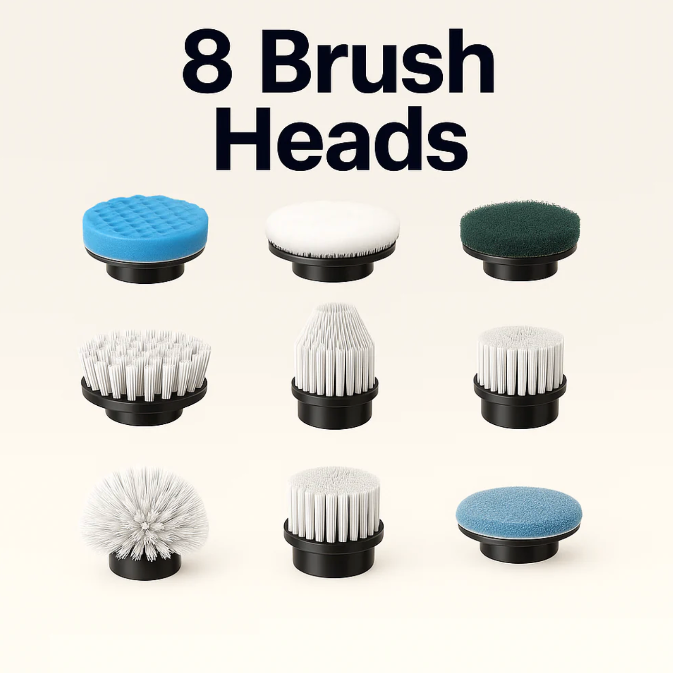 8 interchangeable brush heads