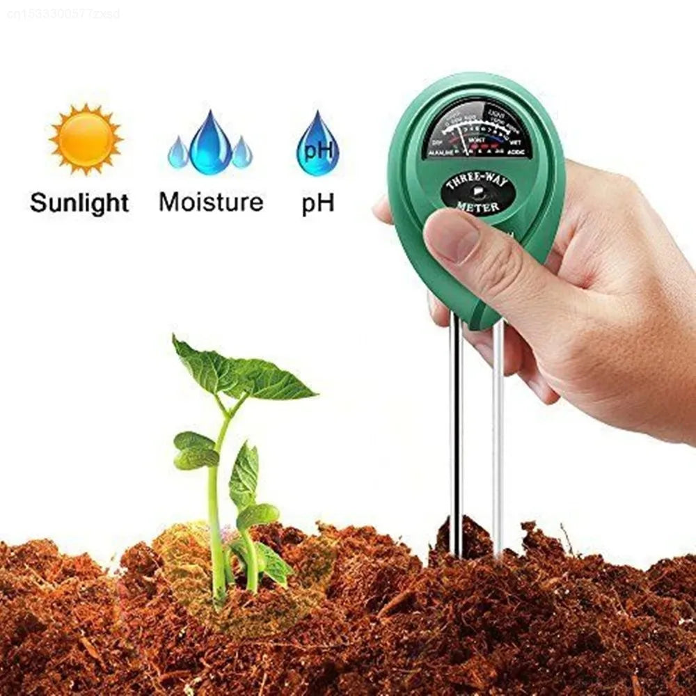 3-in-1 Soil Moisture Meter — Moisture · Light · pH