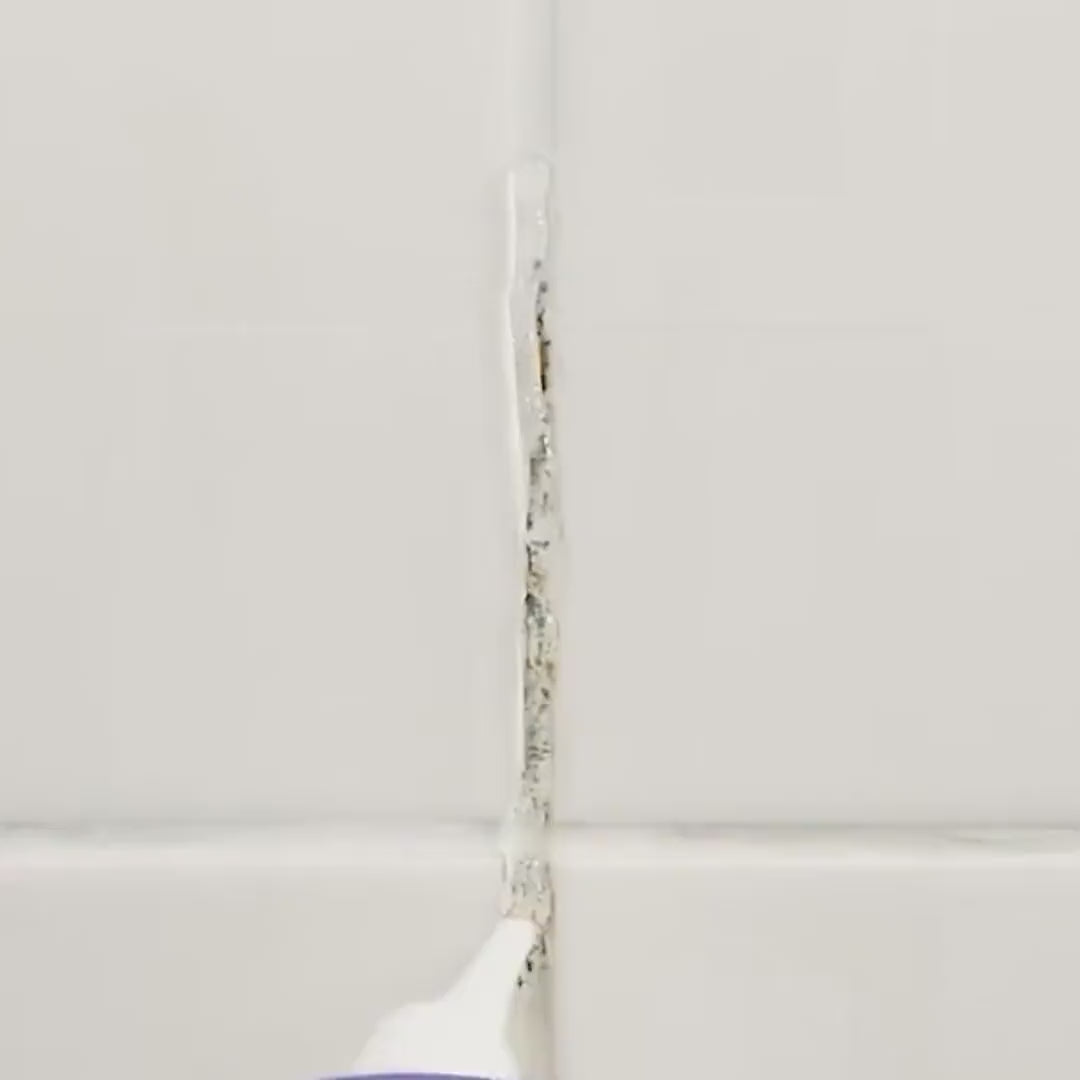 Before and after — mold dissolved on washing machine seal, grout, sink and tile