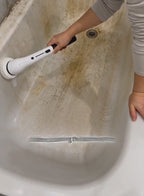 Cleaning a tub with the cordless spin scrubber - no scrubbing, no bending